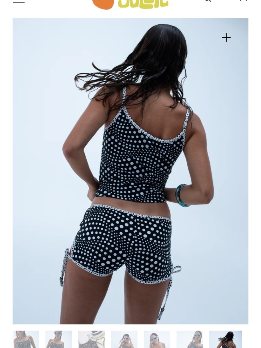 Goldie Swim Marco Island Black & White Polka Dot Tankini TOP ONLY - Picture 2 of 5